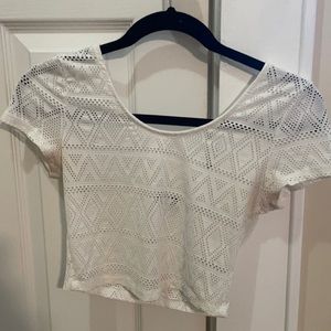 White see through crop top